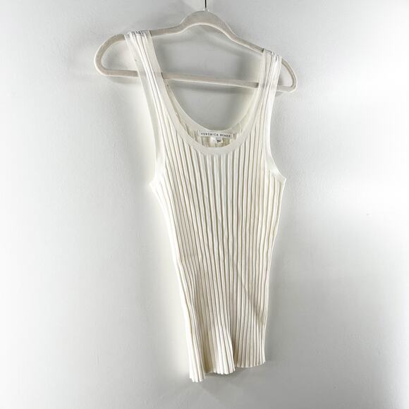 Veronica Beard Sandra Scoop Neck Ribbed Sleeveless Tank Top White Large - Picture 5 of 7